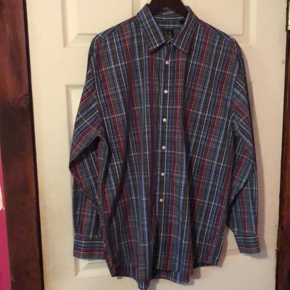 Jos. A. Bank Multicolor Plaid Long Sleeve Button Down Shirt Mens Large L